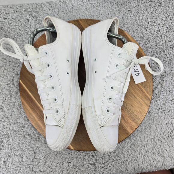 Converse CTAS All Star Ox Low White Leather Y2K Casual Daily Sneakers Womens 10 - Picture 7 of 12